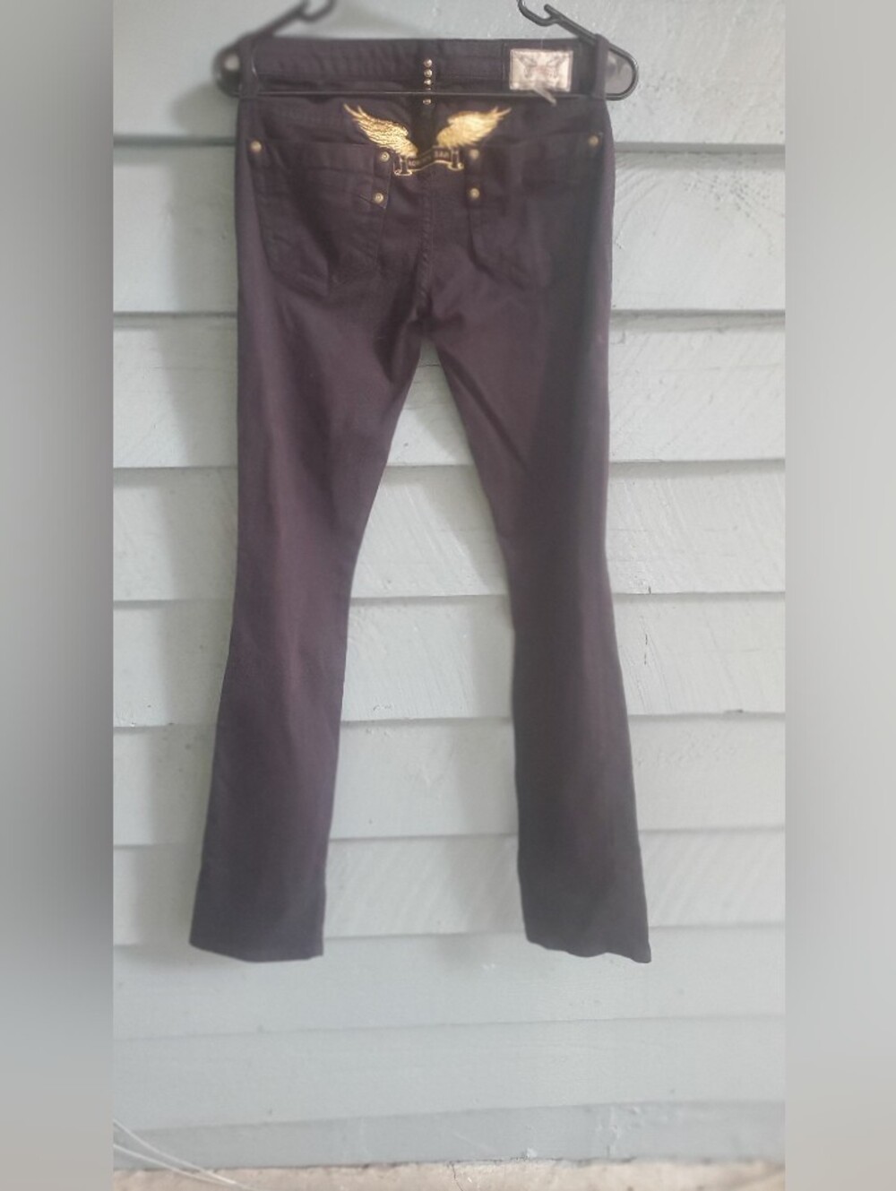 Robin's Jean Black Marilyn Skinny Jeans with Gold Wing Embroidery